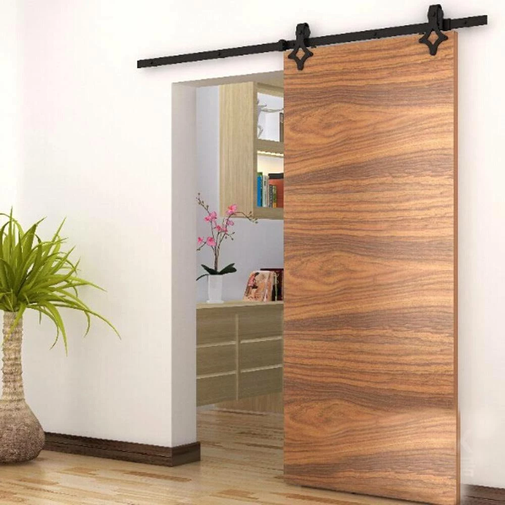 Buy π WINSOON 6.6 ft./79 in. Rail Frosted Black Steel Sliding Barn Door Hardware Kit for Single Door with Non-Routed Floor Guide π 2 Buy π WINSOON 6.6 ft./79 in. Rail Frosted Black Steel Sliding Barn Door Hardware Kit for Single Door with Non-Routed Floor Guide π - Image 2