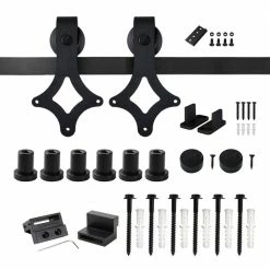 Top 10 π WINSOON 8 ft./96 in. Rail Frosted Black Steel Sliding Barn Door Hardware Kit for Single Door with Non-Routed Floor Guide β€οΈ