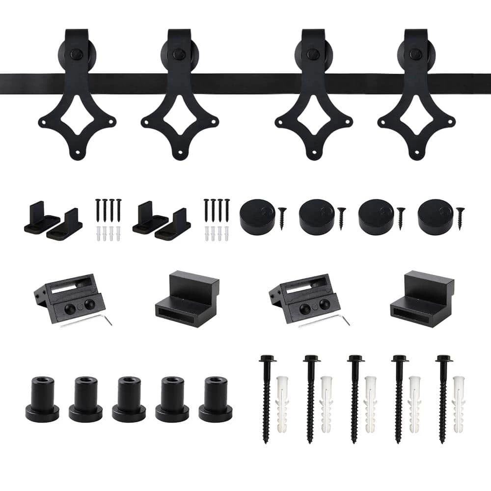 Cheap π€© WINSOON 6.6 ft./79 in. Rail Frosted Black Steel Sliding Barn Door Hardware Kit for Double Doors with Non-Routed Floor Guide π 1 Cheap π€© WINSOON 6.6 ft./79 in. Rail Frosted Black Steel Sliding Barn Door Hardware Kit for Double Doors with Non-Routed Floor Guide π