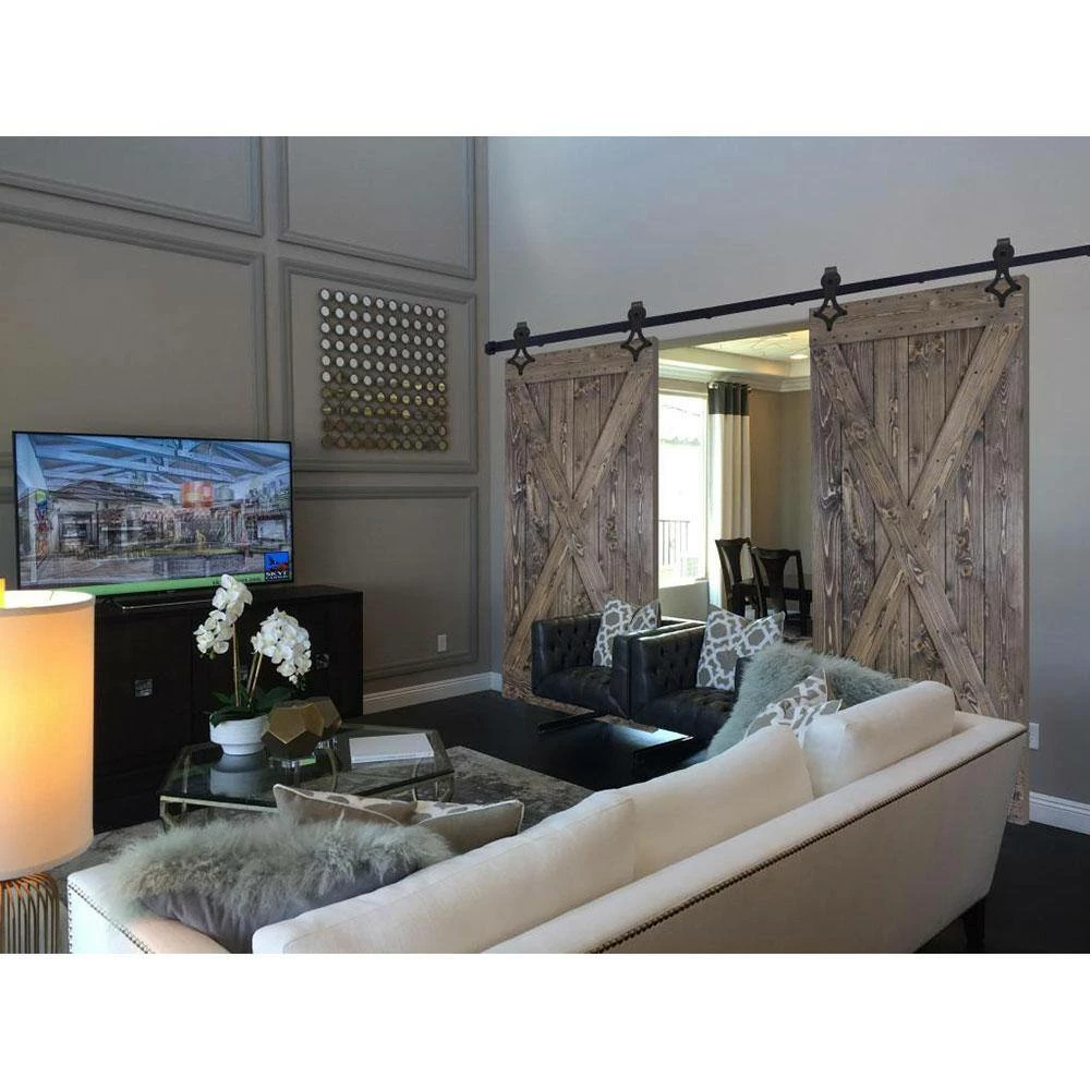 Cheap π€© WINSOON 6.6 ft./79 in. Rail Frosted Black Steel Sliding Barn Door Hardware Kit for Double Doors with Non-Routed Floor Guide π 2 Cheap π€© WINSOON 6.6 ft./79 in. Rail Frosted Black Steel Sliding Barn Door Hardware Kit for Double Doors with Non-Routed Floor Guide π - Image 2