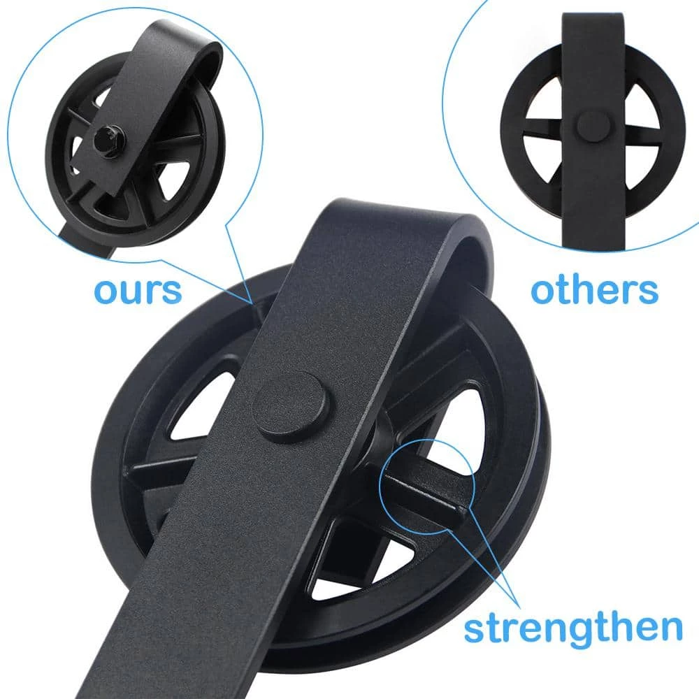 Budget π WINSOON 8 ft. /96 in. Frosted Black Sliding Barn Door Track and Hardware Kit for Single with Non-Routed Floor Guide π 4 Budget π WINSOON 8 ft. /96 in. Frosted Black Sliding Barn Door Track and Hardware Kit for Single with Non-Routed Floor Guide π - Image 4