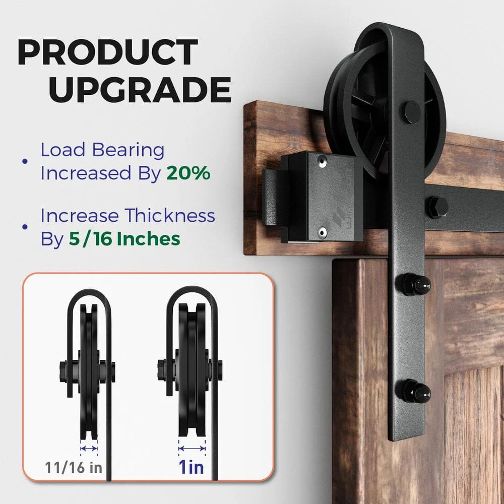 Budget π WINSOON 8 ft. /96 in. Frosted Black Sliding Barn Door Track and Hardware Kit for Single with Non-Routed Floor Guide π 6 Budget π WINSOON 8 ft. /96 in. Frosted Black Sliding Barn Door Track and Hardware Kit for Single with Non-Routed Floor Guide π - Image 6