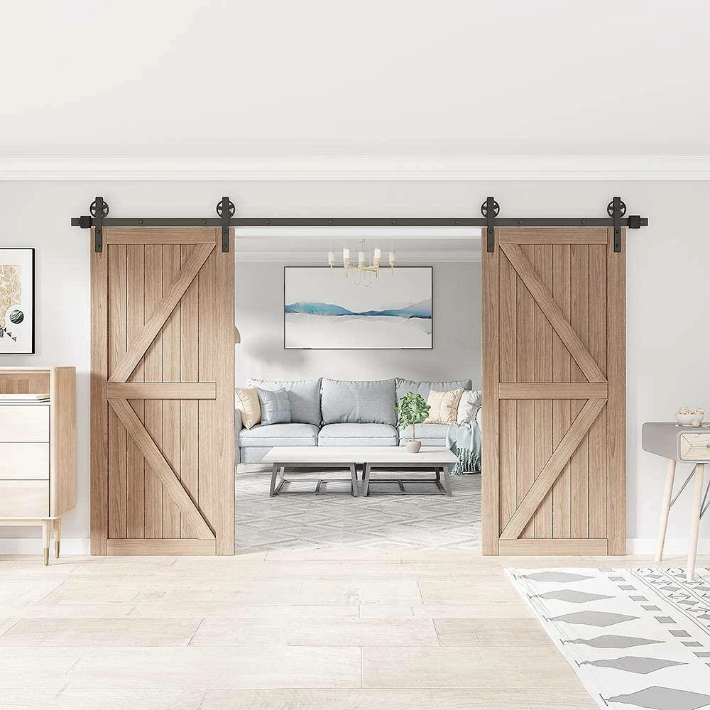 Wholesale π WINSOON 12 ft. /144 in. Frosted Black Sliding Barn Door Track and Hardware Kit for Double Doors with Non-Routed Floor Guide π€© 5 Wholesale π WINSOON 12 ft. /144 in. Frosted Black Sliding Barn Door Track and Hardware Kit for Double Doors with Non-Routed Floor Guide π€© - Image 5