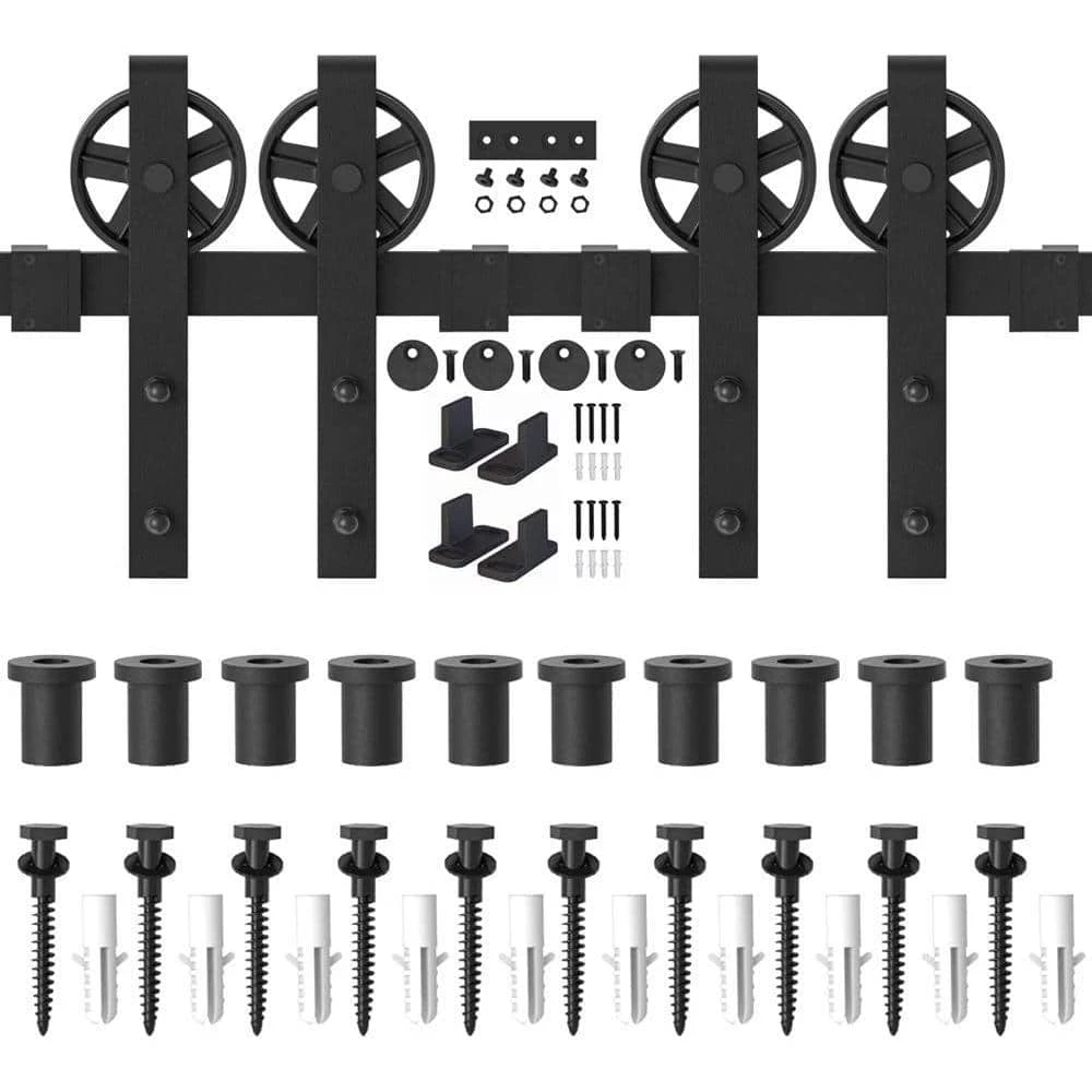 Wholesale π WINSOON 12 ft. /144 in. Frosted Black Sliding Barn Door Track and Hardware Kit for Double Doors with Non-Routed Floor Guide π€© 1 Wholesale π WINSOON 12 ft. /144 in. Frosted Black Sliding Barn Door Track and Hardware Kit for Double Doors with Non-Routed Floor Guide π€©