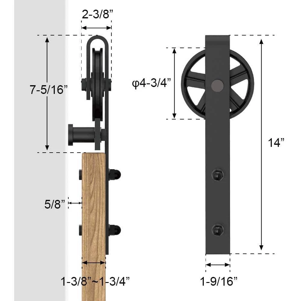 Wholesale π WINSOON 12 ft. /144 in. Frosted Black Sliding Barn Door Track and Hardware Kit for Double Doors with Non-Routed Floor Guide π€© 8 Wholesale π WINSOON 12 ft. /144 in. Frosted Black Sliding Barn Door Track and Hardware Kit for Double Doors with Non-Routed Floor Guide π€© - Image 8