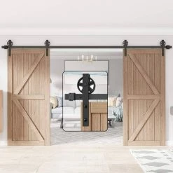 Wholesale π WINSOON 12 ft. /144 in. Frosted Black Sliding Barn Door Track and Hardware Kit for Double Doors with Non-Routed Floor Guide π€© 10 Wholesale π WINSOON 12 ft. /144 in. Frosted Black Sliding Barn Door Track and Hardware Kit for Double Doors with Non-Routed Floor Guide π€© -Premier Lock Sales frosted black winsoon barn door hardware gcm2719 c3 1000
