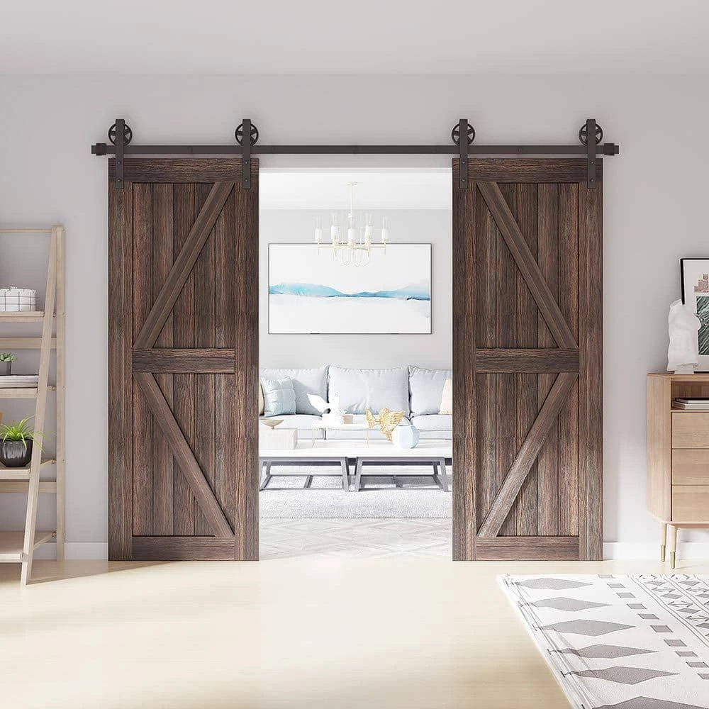 Wholesale π WINSOON 12 ft. /144 in. Frosted Black Sliding Barn Door Track and Hardware Kit for Double Doors with Non-Routed Floor Guide π€© 2 Wholesale π WINSOON 12 ft. /144 in. Frosted Black Sliding Barn Door Track and Hardware Kit for Double Doors with Non-Routed Floor Guide π€© - Image 2