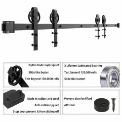 Wholesale π WINSOON 12 ft. /144 in. Frosted Black Sliding Barn Door Track and Hardware Kit for Double Doors with Non-Routed Floor Guide π€© 14 Wholesale π WINSOON 12 ft. /144 in. Frosted Black Sliding Barn Door Track and Hardware Kit for Double Doors with Non-Routed Floor Guide π€© -Premier Lock Sales frosted black winsoon barn door hardware gcm2719 fa 1000