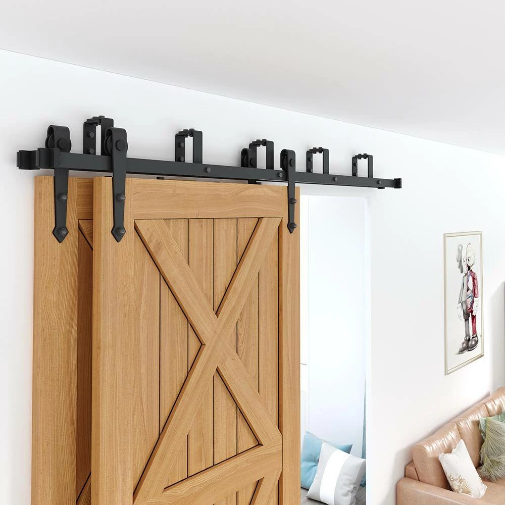 Hot Sale π WINSOON 5 ft./60 in. Country Style Bypass Steel Sliding Barn Wood Door Hardware Roller Track Kit for Wood and Concrete Wall π 5 Hot Sale π WINSOON 5 ft./60 in. Country Style Bypass Steel Sliding Barn Wood Door Hardware Roller Track Kit for Wood and Concrete Wall π - Image 5
