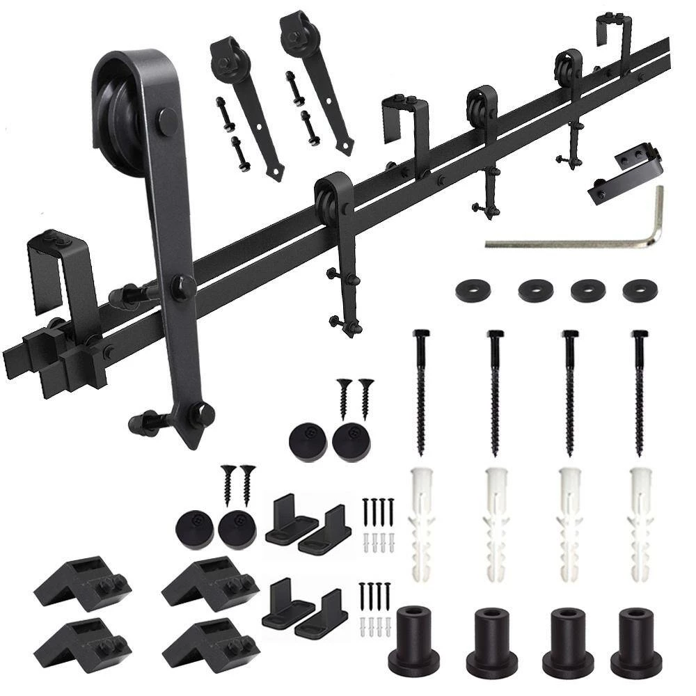 Hot Sale π WINSOON 5 ft./60 in. Country Style Bypass Steel Sliding Barn Wood Door Hardware Roller Track Kit for Wood and Concrete Wall π 2 Hot Sale π WINSOON 5 ft./60 in. Country Style Bypass Steel Sliding Barn Wood Door Hardware Roller Track Kit for Wood and Concrete Wall π - Image 2