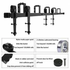 Hot Sale π WINSOON 5 ft./60 in. Country Style Bypass Steel Sliding Barn Wood Door Hardware Roller Track Kit for Wood and Concrete Wall π 12 Hot Sale π WINSOON 5 ft./60 in. Country Style Bypass Steel Sliding Barn Wood Door Hardware Roller Track Kit for Wood and Concrete Wall π -Premier Lock Sales frosted black winsoon barn door hardware gcm2785 fa 1000