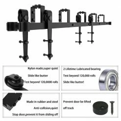 Flash Sale 😍 WINSOON 6.6 ft./79 in. Country Style Bypass Steel Sliding Barn Wood Door Hardware Roller Track Kit for Wood and Concrete Wall 🛒 -Premier Lock Sales frosted black winsoon barn door hardware gcm2787 1 fa 1000