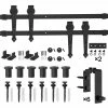 Buy 😍 WINSOON 8 ft./96 in. Country Style Bypass Steel Sliding Barn Wood Door Hardware Roller Track Kit for Wood and Concrete Wall 👍