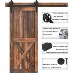 Flash Sale ✔️ WINSOON 7.5 ft. /90 in. Frosted Black Sliding Barn Door Track and Hardware Kit for Single with Non-Routed Floor Guide 👍 -Premier Lock Sales frosted black winsoon barn door hardware gcm3124 1f 1000