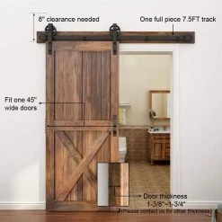 Flash Sale ✔️ WINSOON 7.5 ft. /90 in. Frosted Black Sliding Barn Door Track and Hardware Kit for Single with Non-Routed Floor Guide 👍 -Premier Lock Sales frosted black winsoon barn door hardware gcm3124 4f 1000