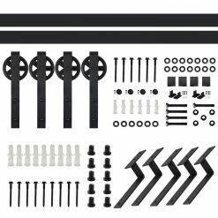 Best Pirce ⭐ WINSOON 6.6 ft./79 in. Black Sliding Bypass Barn Door Hardware Track Kit for Double Doors with Non-Routed Floor Guide ✨