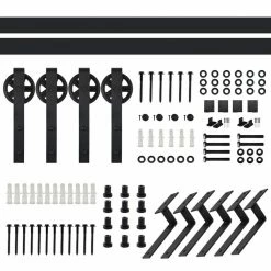 Best reviews of 🔥 WINSOON 7.5 ft./90 in. Black Sliding Bypass Barn Door Hardware Track Kit for Double Doors with Non-Routed Floor Guide 🌟