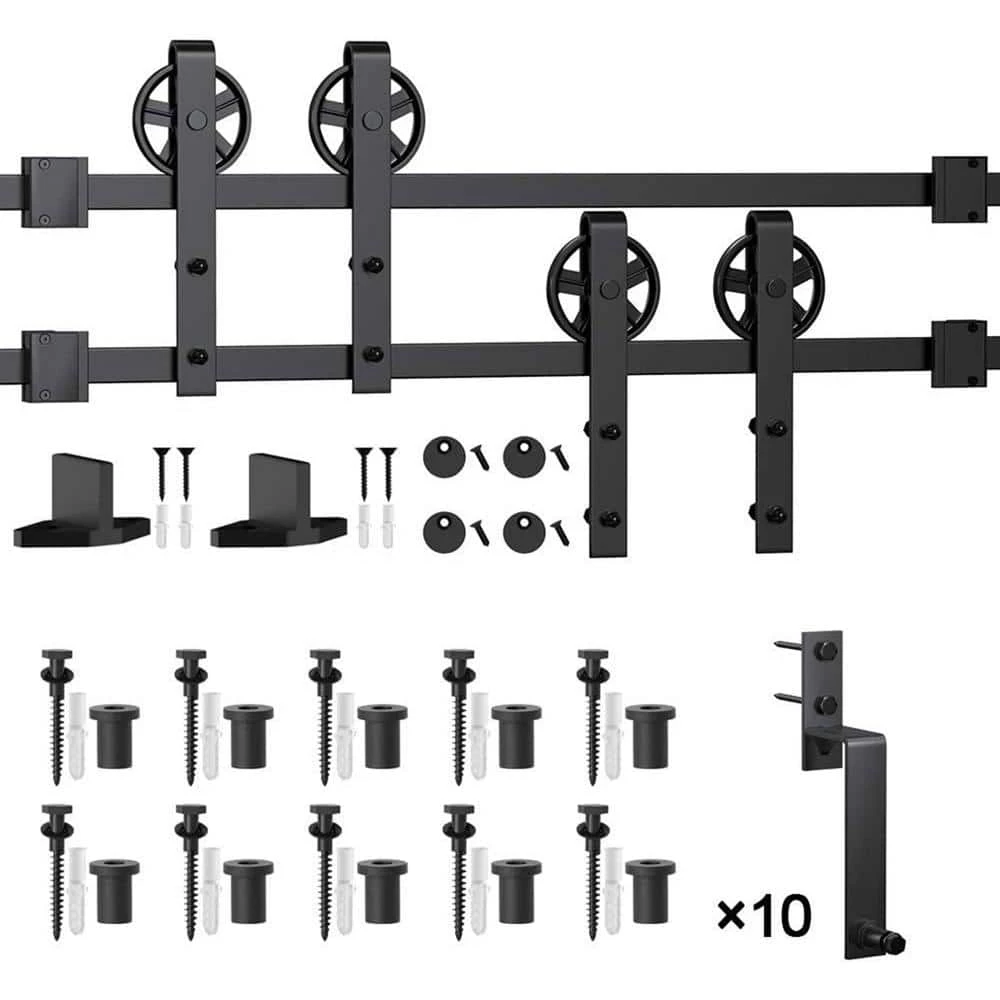 Top 10 βοΈ WINSOON 13 ft./156 in. Black Sliding Bypass Barn Door Hardware Track Kit for Double Doors with Non-Routed Floor Guide π₯° 1 Top 10 βοΈ WINSOON 13 ft./156 in. Black Sliding Bypass Barn Door Hardware Track Kit for Double Doors with Non-Routed Floor Guide π₯°