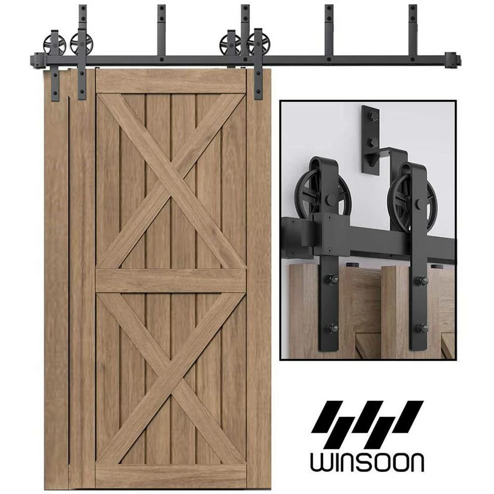 Top 10 βοΈ WINSOON 13 ft./156 in. Black Sliding Bypass Barn Door Hardware Track Kit for Double Doors with Non-Routed Floor Guide π₯° 2 Top 10 βοΈ WINSOON 13 ft./156 in. Black Sliding Bypass Barn Door Hardware Track Kit for Double Doors with Non-Routed Floor Guide π₯° - Image 2