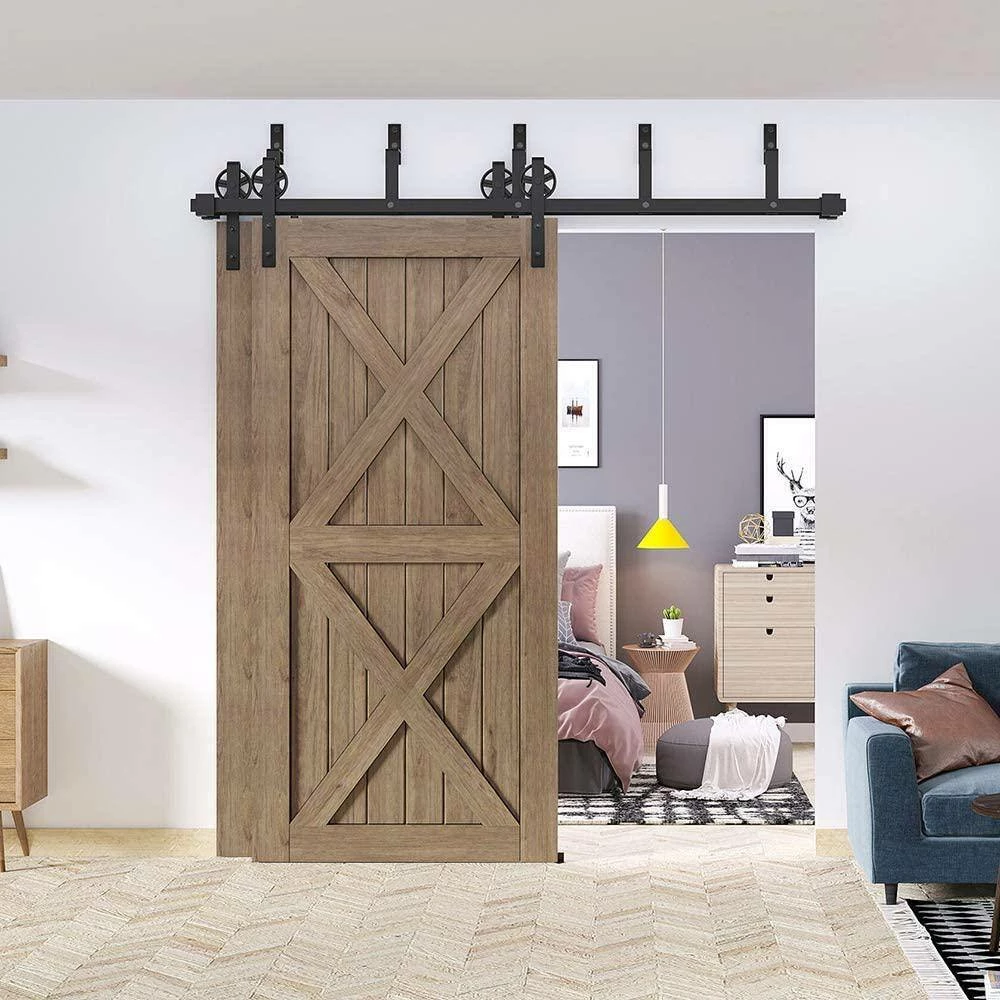 Discount π WINSOON 15 ft./180 in. Black Sliding Bypass Barn Door Hardware Track Kit for Double Doors with Non-Routed Floor Guide π₯° 4 Discount π WINSOON 15 ft./180 in. Black Sliding Bypass Barn Door Hardware Track Kit for Double Doors with Non-Routed Floor Guide π₯° - Image 4