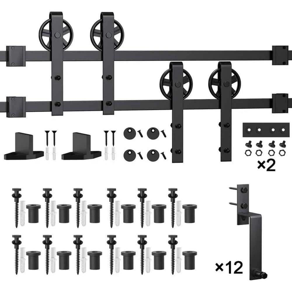 Discount π WINSOON 15 ft./180 in. Black Sliding Bypass Barn Door Hardware Track Kit for Double Doors with Non-Routed Floor Guide π₯° 1 Discount π WINSOON 15 ft./180 in. Black Sliding Bypass Barn Door Hardware Track Kit for Double Doors with Non-Routed Floor Guide π₯°
