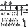 Buy ⌛ WINSOON 16 ft./192 in. Black Sliding Bypass Barn Door Hardware Track Kit for Double Doors with Non-Routed Floor Guide ✨