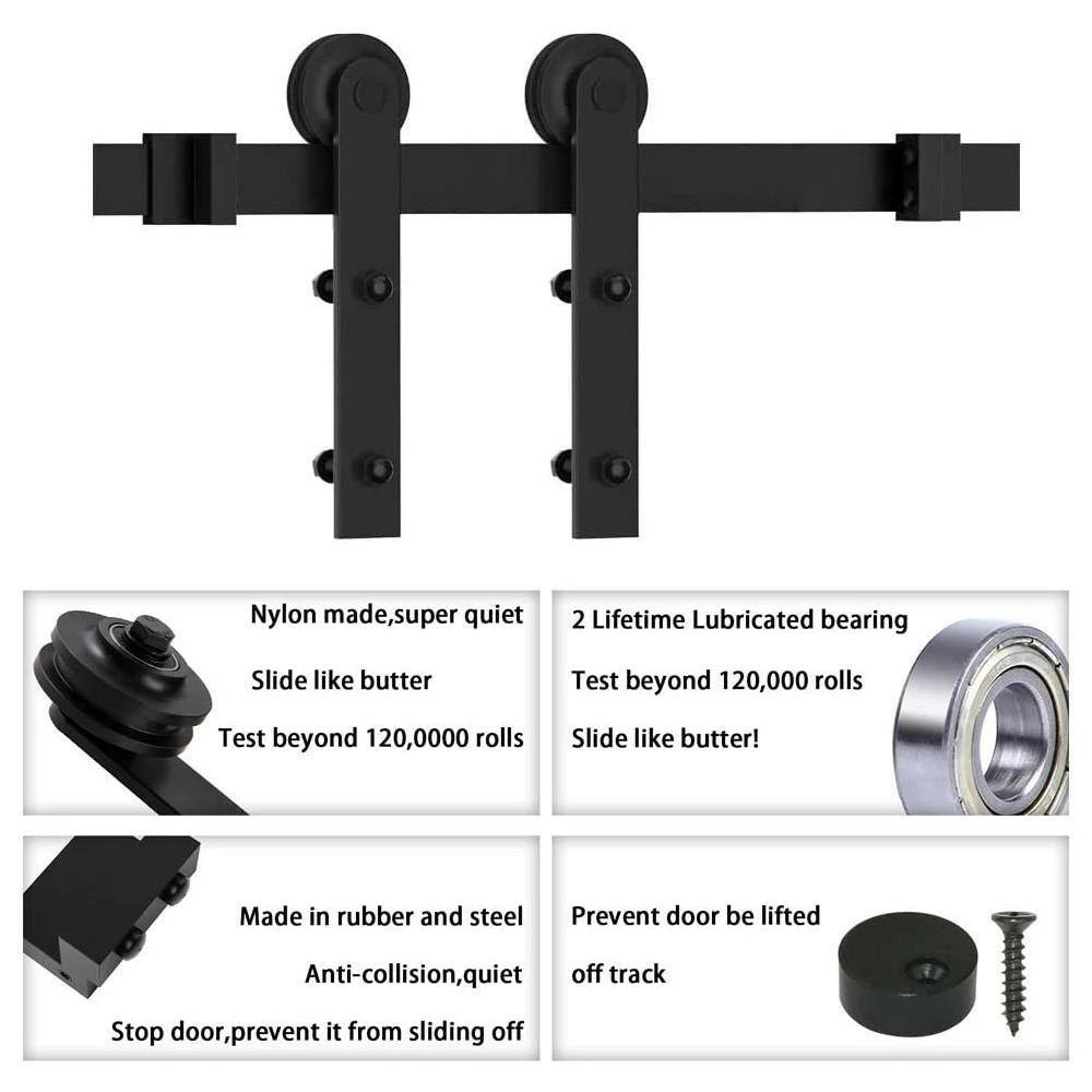 Outlet 🔔 WINSOON 11 ft./132 in. Frosted Black Strap Sliding Barn Door Track Hardware Kit for Double Wood Doors Non-Routed Floor Guide 🥰 6 Outlet 🔔 WINSOON 11 ft./132 in. Frosted Black Strap Sliding Barn Door Track Hardware Kit for Double Wood Doors Non-Routed Floor Guide 🥰 - Image 6