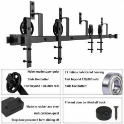 Coupon 😍 WINSOON 11 ft./132 in. Black Sliding Bypass Barn Door Hardware Track Kit for Double Doors with Non-Routed Floor Guide 👍 -Premier Lock Sales frosted black winsoon barn door hardware gcm3894 fa 1000
