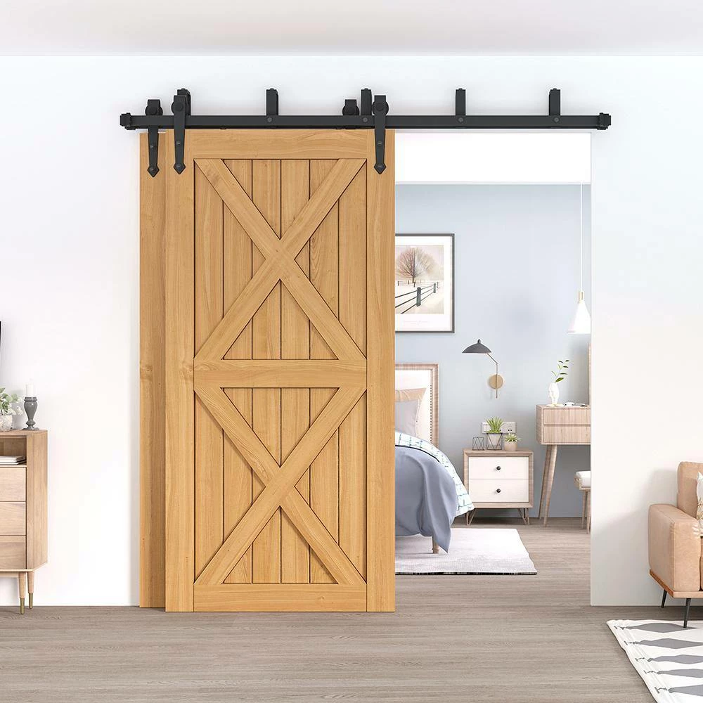 Best Sale π WINSOON 4 ft./48 in. Country Style Bypass Steel Sliding Barn Wood Door Hardware Roller Track Kit for Wood and Concrete Wall π₯ 4 Best Sale π WINSOON 4 ft./48 in. Country Style Bypass Steel Sliding Barn Wood Door Hardware Roller Track Kit for Wood and Concrete Wall π₯ - Image 4