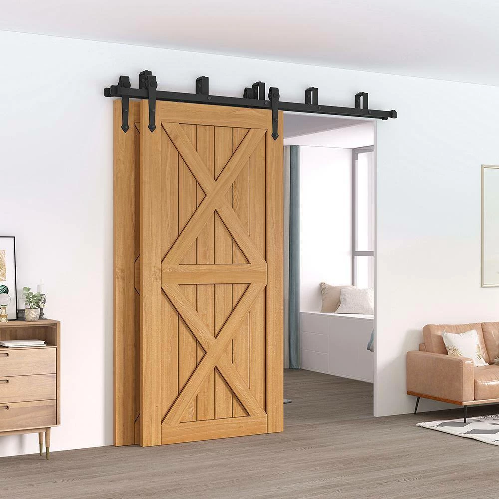 Best Sale π WINSOON 4 ft./48 in. Country Style Bypass Steel Sliding Barn Wood Door Hardware Roller Track Kit for Wood and Concrete Wall π₯ 3 Best Sale π WINSOON 4 ft./48 in. Country Style Bypass Steel Sliding Barn Wood Door Hardware Roller Track Kit for Wood and Concrete Wall π₯ - Image 3