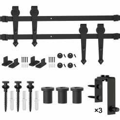 Best Sale π WINSOON 4 ft./48 in. Country Style Bypass Steel Sliding Barn Wood Door Hardware Roller Track Kit for Wood and Concrete Wall π₯