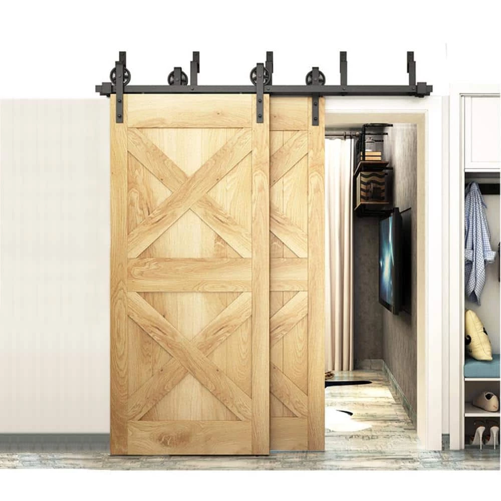 Hot Sale โ WINSOON 4 ft./48 in. Black Sliding Bypass Barn Door Hardware Track Kit for Double Doors with Non-Routed Floor Guide ๐ 3 Hot Sale โ WINSOON 4 ft./48 in. Black Sliding Bypass Barn Door Hardware Track Kit for Double Doors with Non-Routed Floor Guide ๐ - Image 3