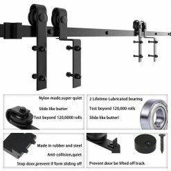 Best Pirce ๐ WINSOON 6ft./72 in. Single Track Bypass Barn Door Hardware Double Doors Kit, Sliding One Track Antique Roller for Cabinet Closet โจ 12 Best Pirce ๐ WINSOON 6ft./72 in. Single Track Bypass Barn Door Hardware Double Doors Kit, Sliding One Track Antique Roller for Cabinet Closet โจ -Premier Lock Sales frosted black winsoon barn door hardware gcm4994 1 fa 1000