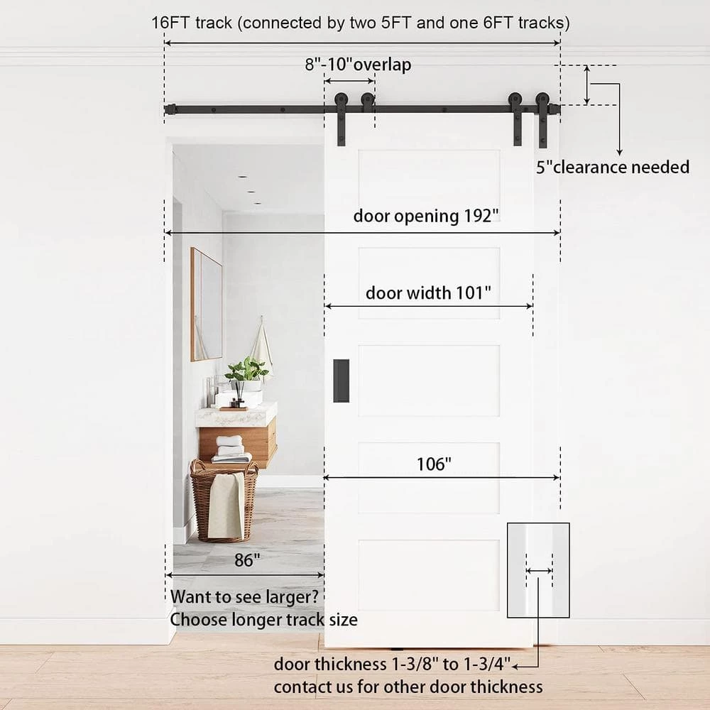 Best reviews of β WINSOON 16 ft./192 in. Single Track Bypass Sliding Barn Door Hardware Kit for Double Doors Low Ceiling π 4 Best reviews of β WINSOON 16 ft./192 in. Single Track Bypass Sliding Barn Door Hardware Kit for Double Doors Low Ceiling π - Image 4