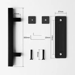Discount 😍 WINSOON 12 in. L Black Powder 🧥 Coated Finish Pull and Flush Barn Door Handle Set, Large Rustic Two-Side Design 🛒 -Premier Lock Sales frosted black winsoon barn door hardware gcm6005 1f 1000