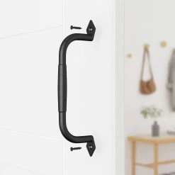 Best Sale ✨ WINSOON 10-1/16 in. L Black 🧥 Coated Sliding Barn Door Pull Handle Set Rustic Metal Fence Handle Pull and Flush Hardware Set 🤩 -Premier Lock Sales frosted black winsoon barn door hardware gcm6012 1f 1000