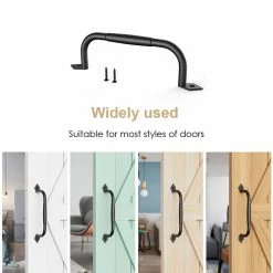 Best Sale ✨ WINSOON 10-1/16 in. L Black 🧥 Coated Sliding Barn Door Pull Handle Set Rustic Metal Fence Handle Pull and Flush Hardware Set 🤩 -Premier Lock Sales frosted black winsoon barn door hardware gcm6012 76 1000