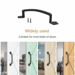 Best Sale 👍 WINSOON 9-1/16 in. L Black 🧥 Coated Sliding Barn Door Pull Handle Set Rustic Metal Fence Handle Pull and Flush Hardware Set ⭐ -Premier Lock Sales frosted black winsoon barn door hardware gcm6014 76 1000