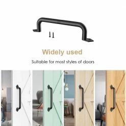 Brand new 🎁 WINSOON 8-7/8 in. L Frosted Black 🧥 Coated Sliding Barn Door Handle Set Rustic Metal Fence Handle Pull and Flush Hardware Set 🥰 -Premier Lock Sales frosted black winsoon barn door hardware gcm6015 76 1000