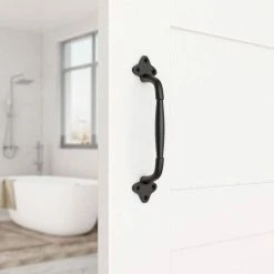 Top 10 ✨ WINSOON 8-7/8 in. L Black Sliding Barn Door Pull Handle Set Rustic Metal Fence Handle Pull and Flush Hardware Set, Petal-shaped 😍 -Premier Lock Sales frosted black winsoon barn door hardware gcm6016 1f 1000