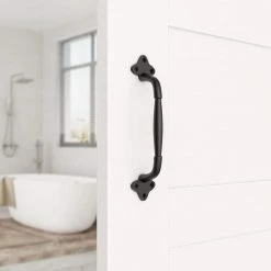 Cheapest 🥰 WINSOON 8-7/8 in. L x 1-15/16 in. W Black Sliding Barn Door Pull Handle with Screws 🥰 -Premier Lock Sales matte black winsoon barn door hardware clj000 44 1000