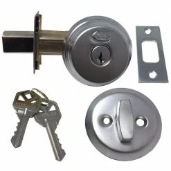 Discount βοΈ Premier Lock Satin Chrome Arrow Style Door Lock Single Cylinder Deadbolt with 2-3/8 in. Latch and 2 KW1 Keys π
