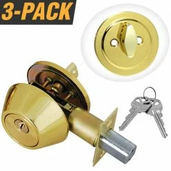 Best deal ⌛ Premier Lock Solid Brass Entry Door Lock Single Cylinder Deadbolt with 6 KW1 Keys (3-Pack, Keyed Alike) 😉