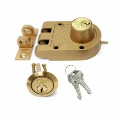 Best Sale π₯° Premier Lock Bronze Lacquer High Security Double Cylinder Jimmy Proof Die Cast Deadbolt Lock with Flat Strike and 2 KW1 Keys π