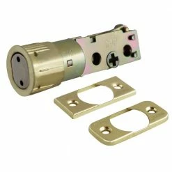 Best Sale 🛒 Premier Lock Universal Brass 6-Way Replacement Deadbolt Latch with 2 Faceplates (Rectangular and Radial Corner) 🎁