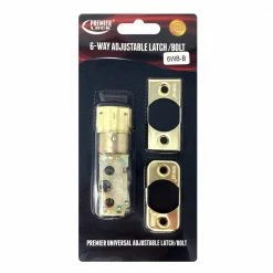 Best Sale 🛒 Premier Lock Universal Brass 6-Way Replacement Deadbolt Latch with 2 Faceplates (Rectangular and Radial Corner) 🎁 -Premier Lock Sales premier lock door kits locks trims 6wb b a0 1000