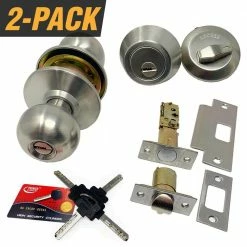 New ✔️ Premier Lock High Security Stainless Steel Combo Lock Set with Keyed-Alike Door Knob and Deadbolt (2-Pack) 🎁