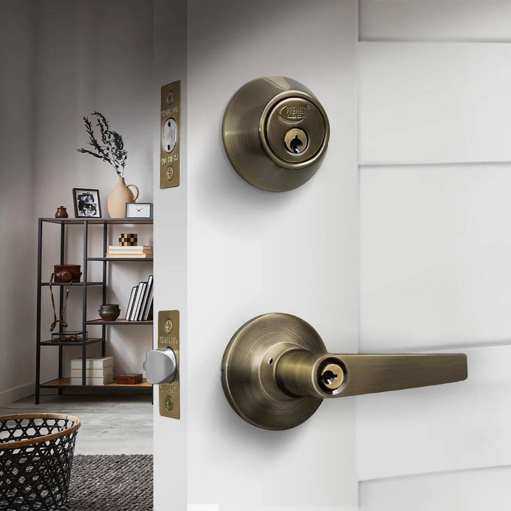 Buy ๐งจ Premier Lock Antique Brass Entry Door Handle Combo Lock Set with Deadbolt and 8 SC1 Keys Total (2-Pack, Keyed Alike) ๐ฏ 2 Buy ๐งจ Premier Lock Antique Brass Entry Door Handle Combo Lock Set with Deadbolt and 8 SC1 Keys Total (2-Pack, Keyed Alike) ๐ฏ - Image 2