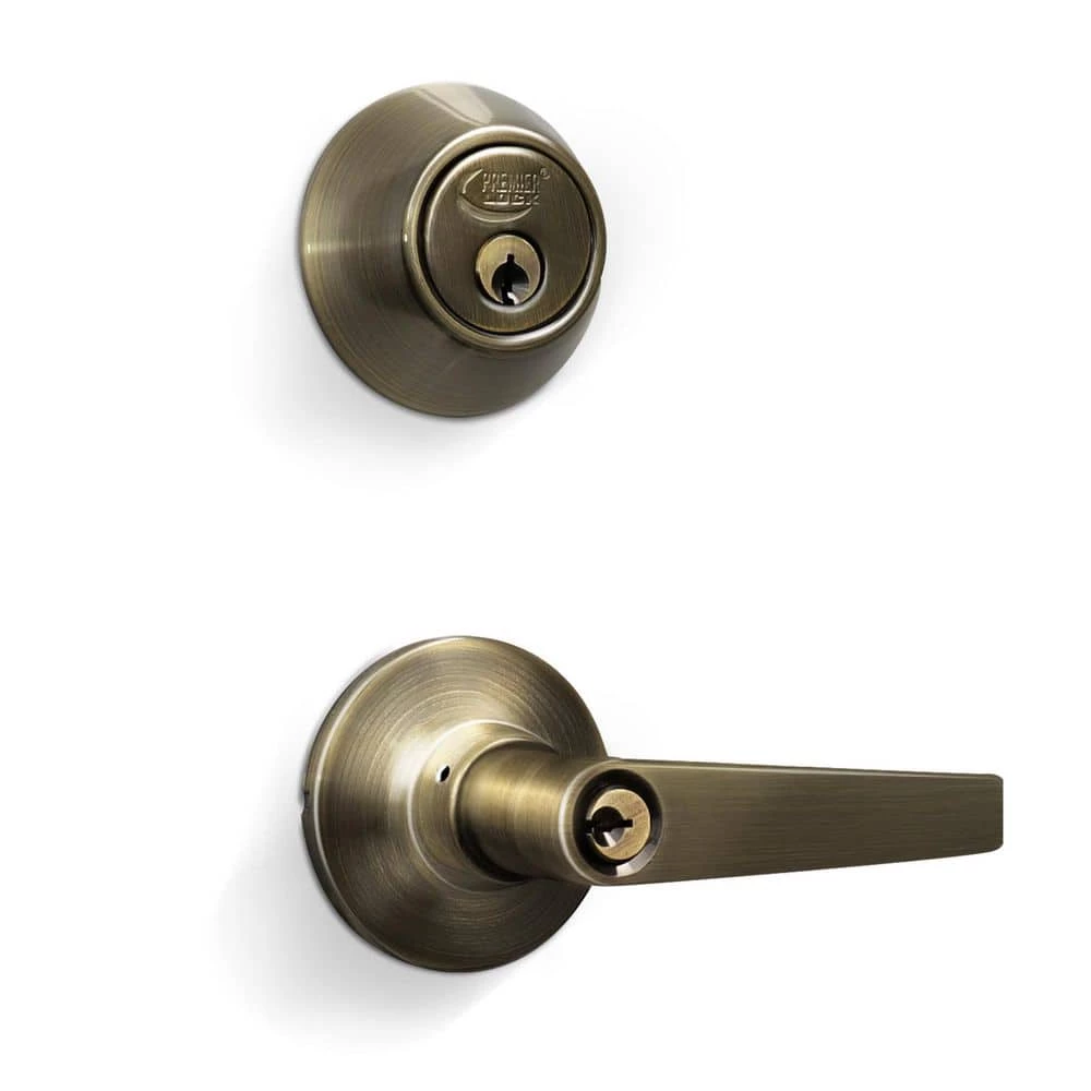 Best deal โญ Premier Lock Antique Brass Entry Lock Set Door Lever Handle and Deadbolt Keyed Alike SC1 Keyway. 12 Total Keys, Keyed Alike by Set ๐ฅ 1 Best deal โญ Premier Lock Antique Brass Entry Lock Set Door Lever Handle and Deadbolt Keyed Alike SC1 Keyway. 12 Total Keys, Keyed Alike by Set ๐ฅ