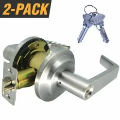 Wholesale 𧨠Premier Lock Heavy-Duty Satin Chrome Grade 2 Switch Style Entry Storeroom Handle Lock Set with 4 SC1 Keys (2-Pack, Keyed Alike) π